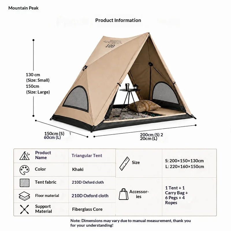 Automatic Triangular Tent, Outdoor Camping Tent That Can Be Set Up in Just 3 Seconds. Waterproof and UV-Resistant.