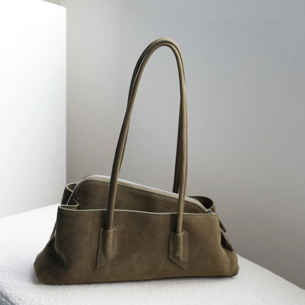 Genuine Leather Irregular Underarm Bag For Women Luxury Designer Handbag And Purse 2026 New In Vintage Frosted Cowhide Shoulder