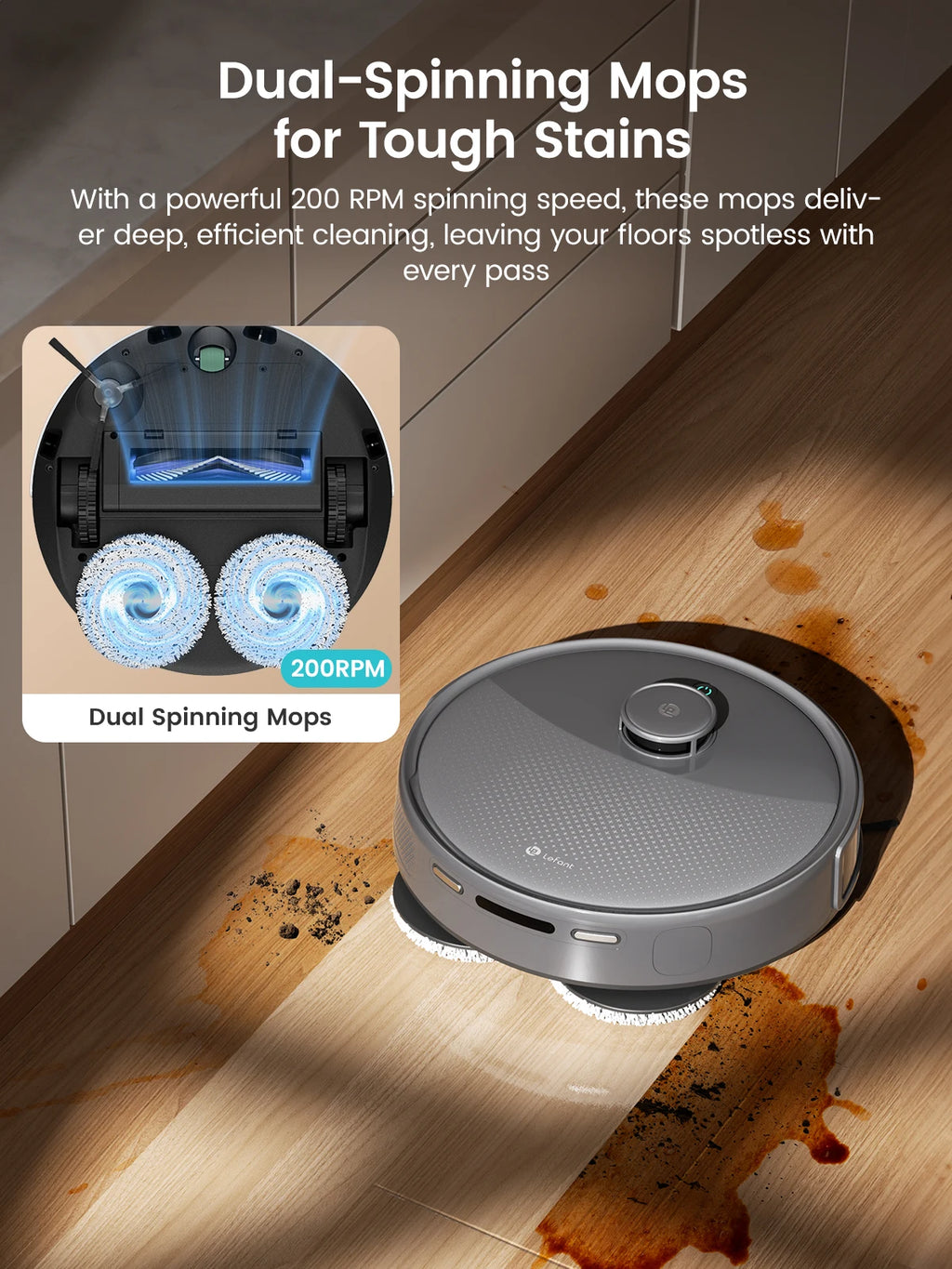 Aspirateur robot Lefant M3 Max avec fonction de balayage, 20 000 Pa, navigation LiDAR, idéal pour les poils d’animaux, les cheveux et la poussière