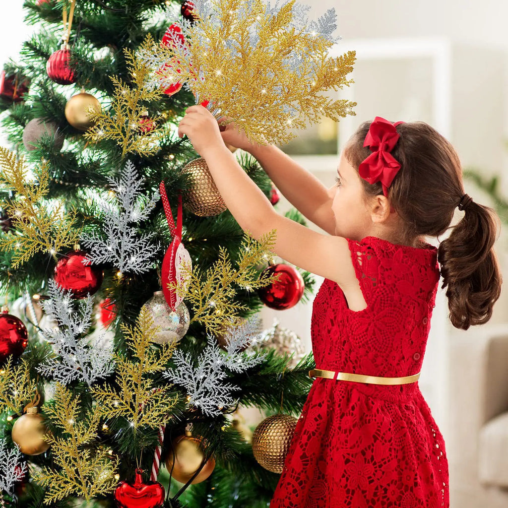 Christmas Decoration Glitter Branches and Berries Artificial Flower Bouquet, Christmas Tree Ornaments for the Home, New Year 2025 Navidad