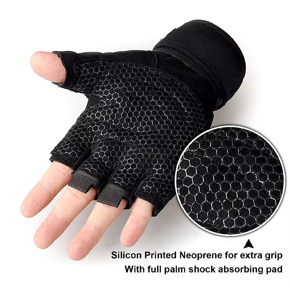 Guanti da allenamento a mezze dita con fascia da polso