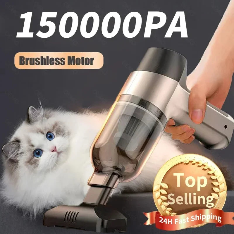 Aspirateur de voiture sans fil puissant de 150 000 Pa, mini aspirateur portatif pour voiture, appareils ménagers et claviers