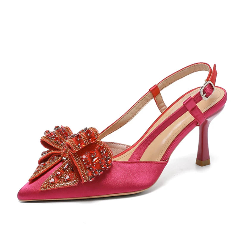 Slingback donna Liyke a punta con fiocco luminoso