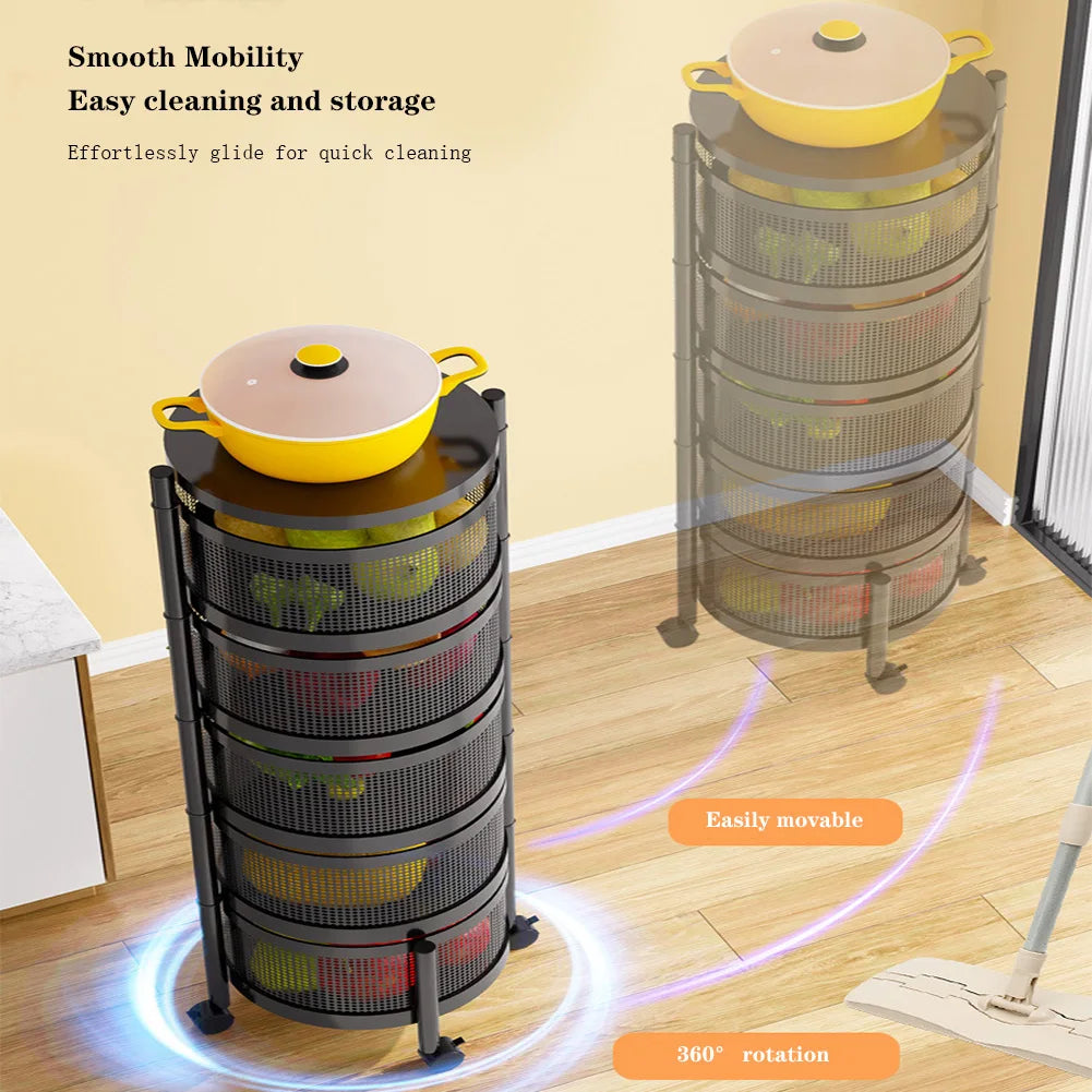 Étagères de rangement rotatives à 3/4/5 niveaux, paniers de rangement pour fruits et légumes, organiseur d'étagère avec paniers amovibles pour cuisine