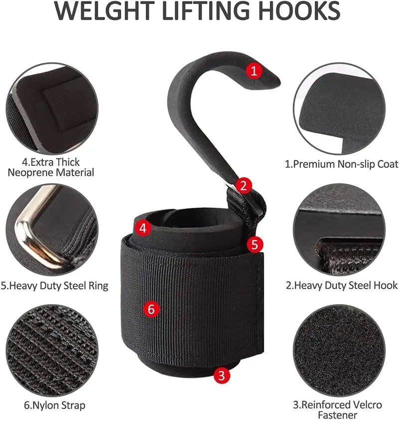 Weightlifting Hook Grips with Wrist Wraps – 2-Piece Options