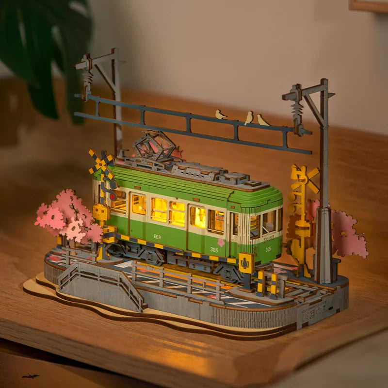Robotime Rolife Sakura Journey Coche de madera para armar Rompecabezas 3D de madera ecológico para niños Kits de bloques de construcción Juguetes divertidos