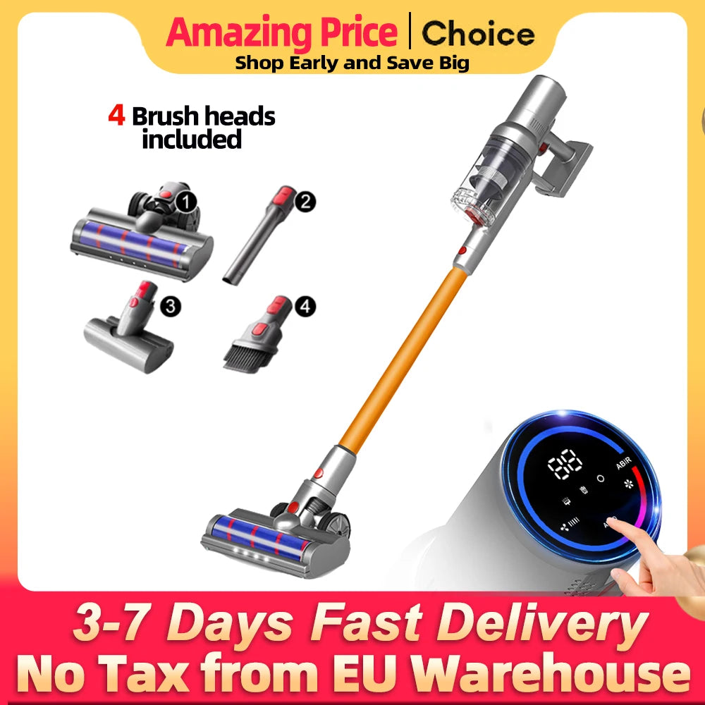 ABIR VC205 Cordless Handheld Vacuum Cleaner,27000PA,Touch Screen,Smart Dust Sensor,Auto Speed Control for Home Bed Carpet Clean