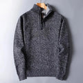 Autumn Winter Men's Sweater Padded Thickened Mock Neck Half Zipper Solid Color Warm Casual Pullovers Male Trendy Knitwear