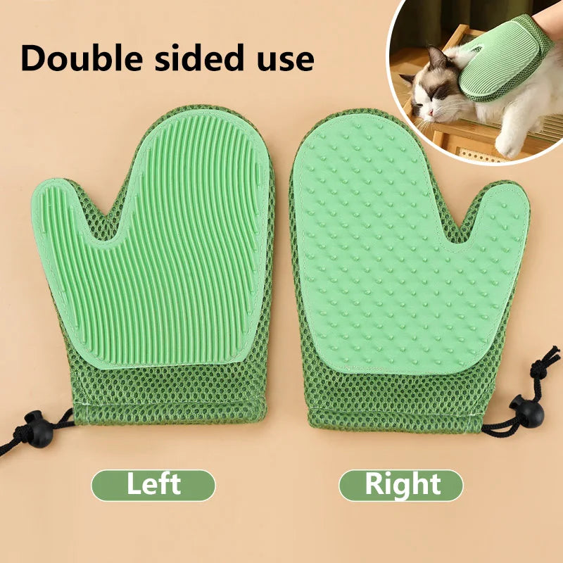 Gant de toilettage efficace pour animaux, éliminateur de poils pour chat et chien, outil de massage doux, brosse double face, sans stress, facile à laver à la main