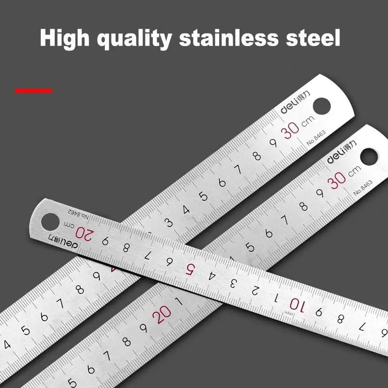 Deli Lineal aus Edelstahl, 15/20/30 cm, Metalllineal mit gerader Kante für präzises Messen und Zeichnen, für Zuhause und Schule, 1/2/5 Stück