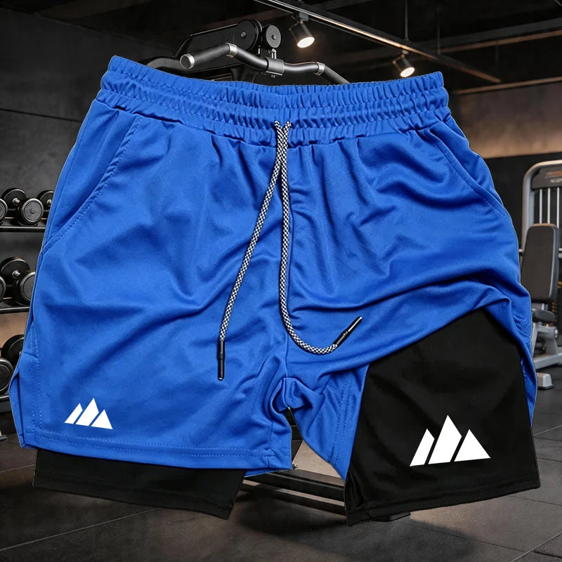Pantaloncini running uomo, 2 in 1