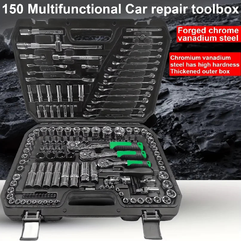 46pcs Auto Mechanical Repair Tool Set, Multifunctional with Socket, Wrench And Ratchet Set, Auto Repair, Mechanical Toolkit