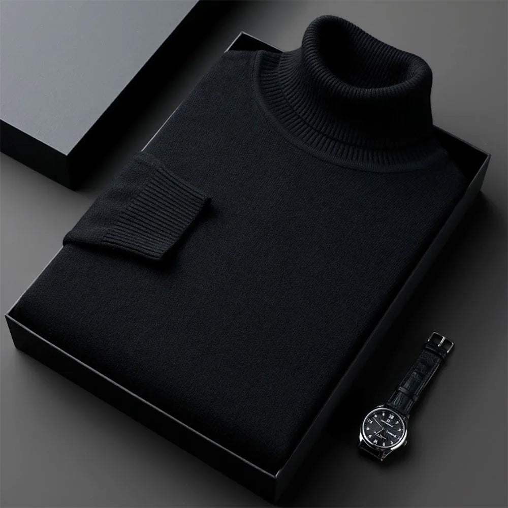 Sweaters for Men Anti-pilling Quality Knitwear Turtleneck Sweater Slim Fit Long Sleeve Pullover Solid Color Men Clothing