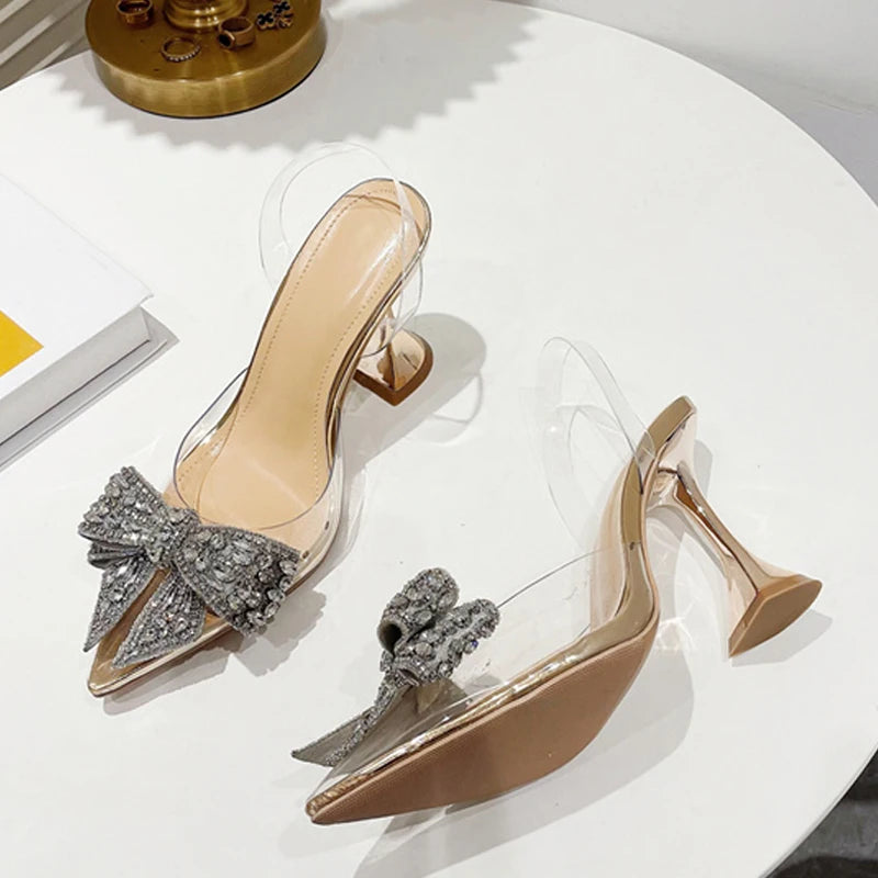 Slingback donna Liyke con fiocco e tacco a clessidra