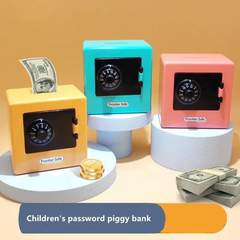 Mini hucha retro con cajero automático, contraseña giratoria, para guardar billetes y monedas, caja fuerte con depósito automático de billetes, regalo de Navidad