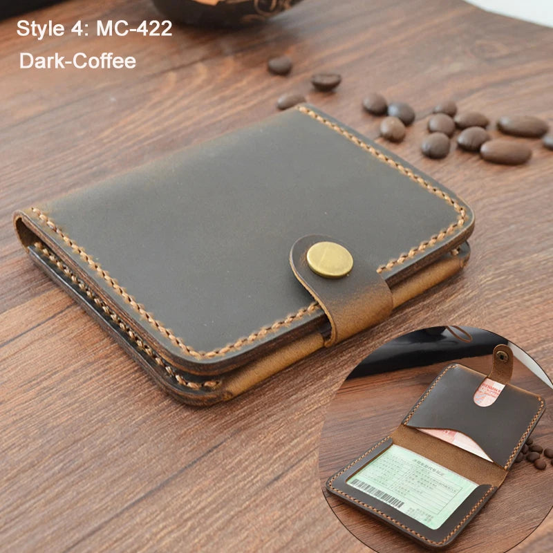 Luxury Handmade Crazy Horse Genuine Leather Card Holder Men Card ID Holders Women Business Card Wallet Card Case Purse Bag Gift