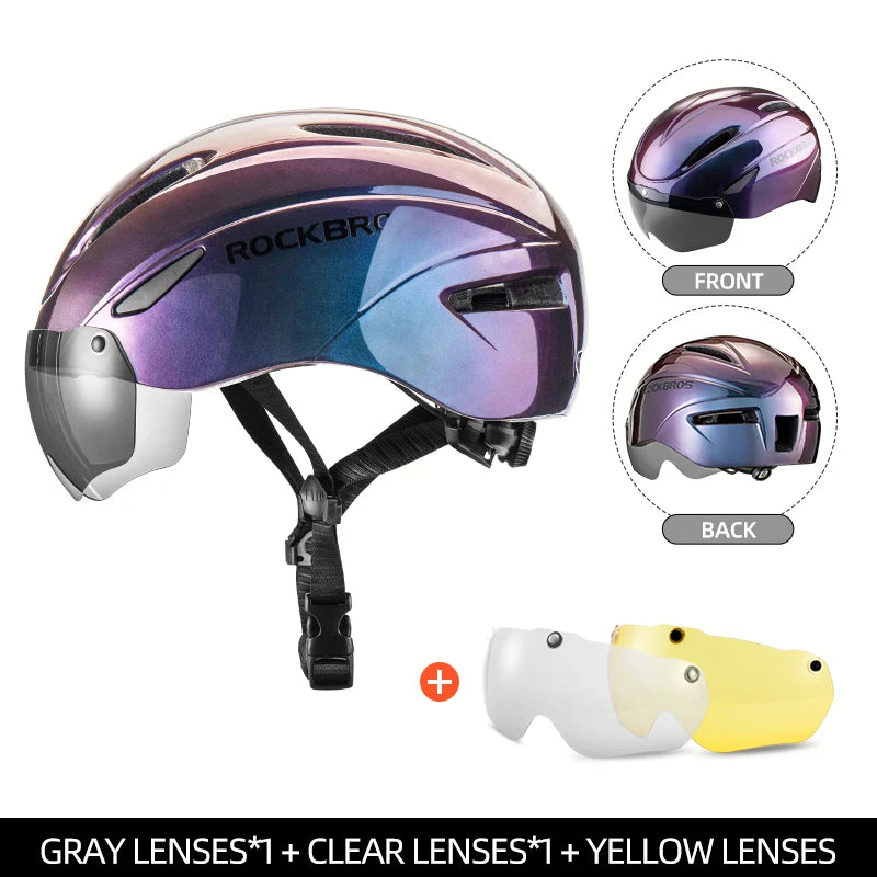 Casco de bicicleta ROCKBROS con luz LED recargable, casco de ciclismo para montaña y carretera, casco deportivo seguro para hombre