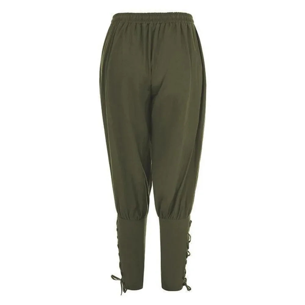 New Trendy Men's Casual Trousers Drawstring Pants Medieval Pirate Trousers Cotton and Linen Streetwear Pants Daily Wear