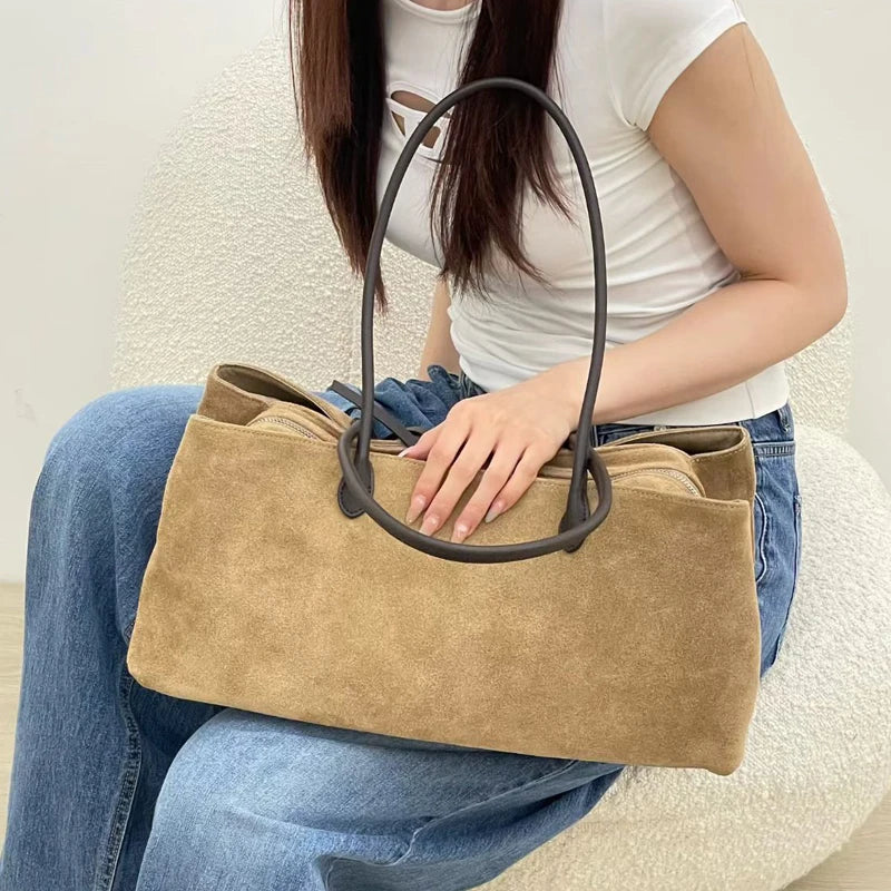 Customize Initials Tote Bags For Women Luxury Designer Handbag Purses 2026 New In Suede Cowhide Large Capacity Underarm Shoulder