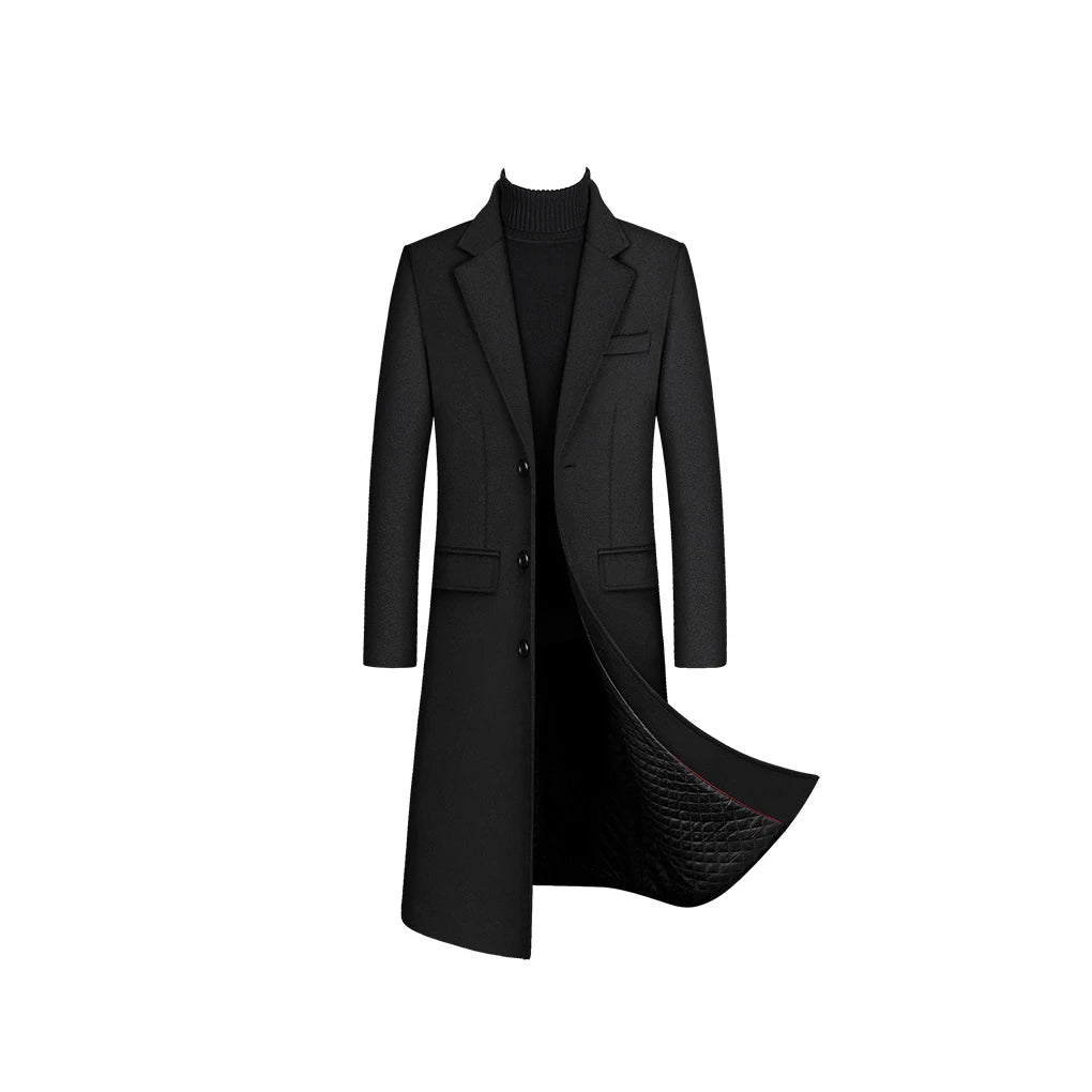 Wool Trench Coat Thickened Cashmere Coats Overcoat Male Clothes Gray