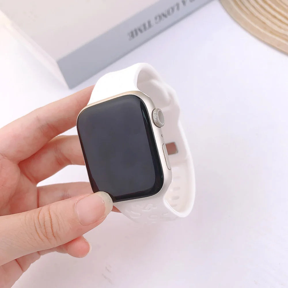 Strap For Apple Watch Band 44mm 42 41mm 40 45mm 49 46mm Floral Engraved Bracelet Correa for IWatch Series 11 10 9 7 SE 6 8 Ultra