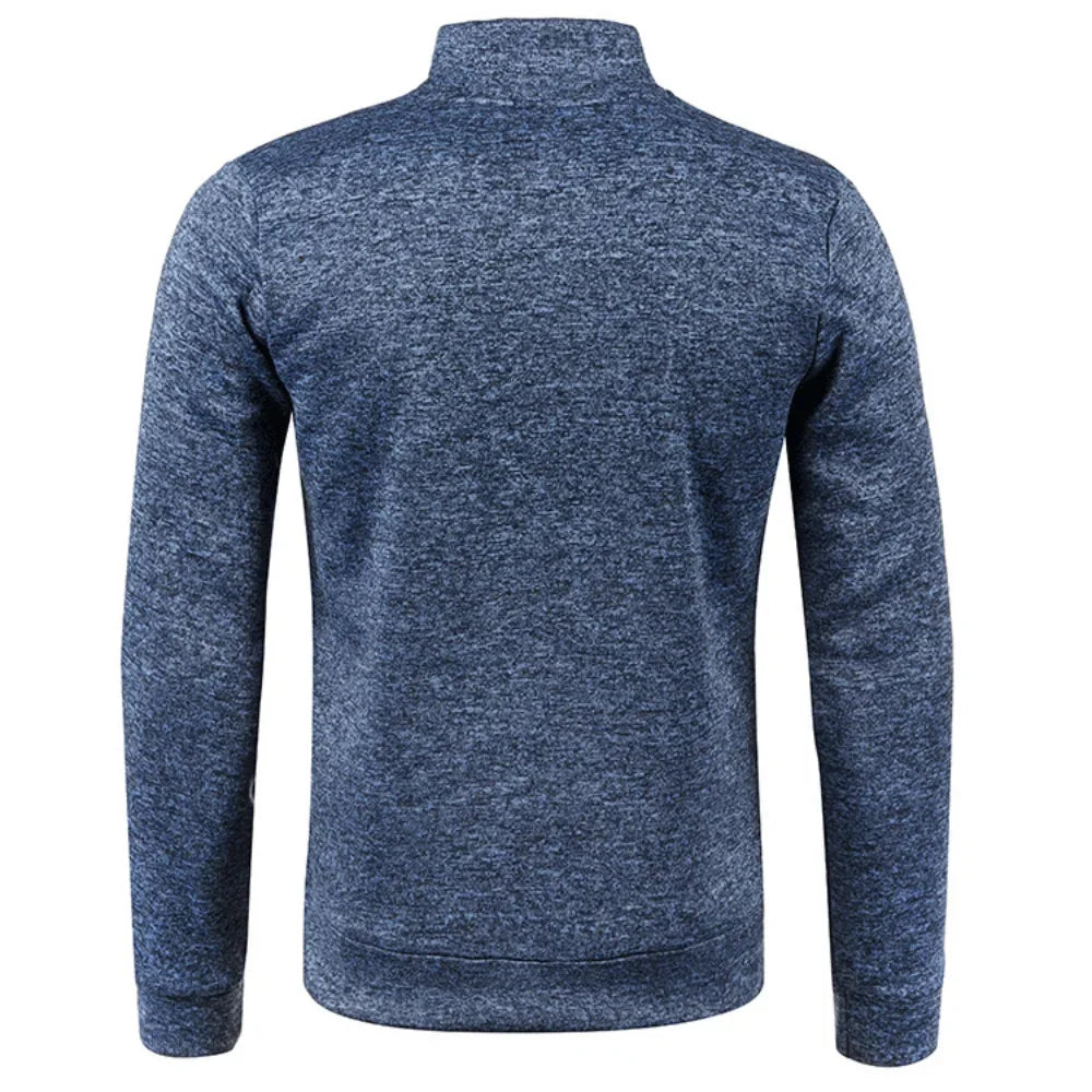 Autumn Winter New Men's Long Sleeves Zipper Knit Thin Fashion Hoodies Sweatshirt Solid Color Thicker  Top Slim Fit Male Clothing
