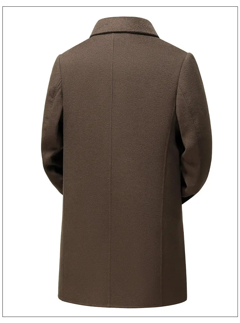Casual Men's Long-Length Woolen Coats 2026 Winter Detachable Duck Down Liner Overcoat Outwear Warm Wool Windbreaker Puffer Coats
