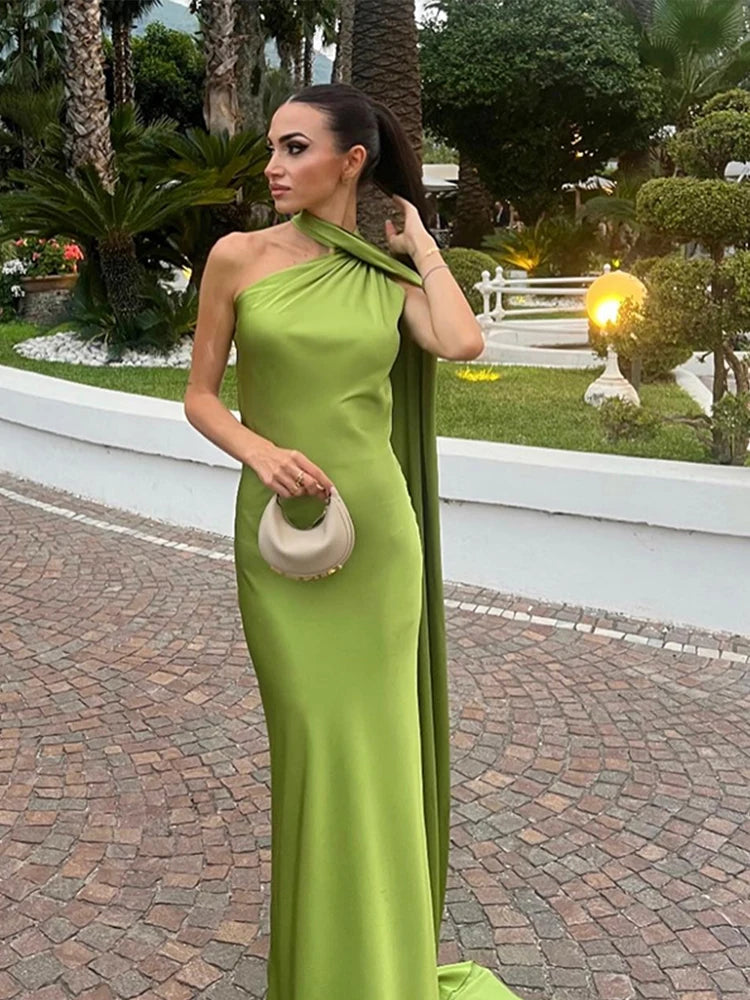 Abito lungo donna con scollo halter e schiena scoperta — immagine 3