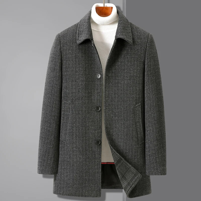 2025 New Arrival Winter Top quality white duck down liner wool trench coat men,male thicked warm overcoat size M-4XL  22837