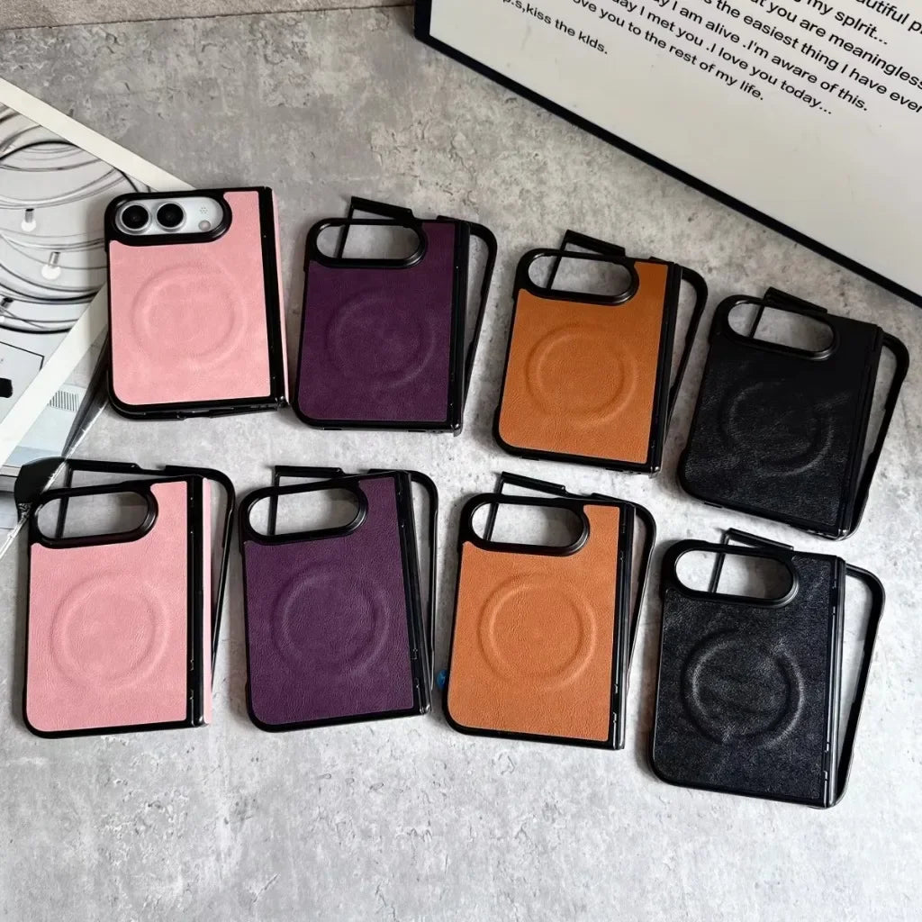 For Magsafe Magnetic Leather Matte Phone Case For Apple iPhone Duo 18 Fold Hinge Protection Wireless Charging Shockproof Cover