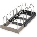 Étagère de rangement extensible en acier inoxydable, support pour placard de cuisine pour casseroles, couvercles, planches à découper, égouttoir et ustensiles de cuisine, organisateur