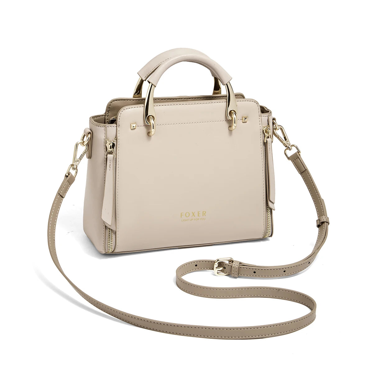 FOXER Split Leather Women's Shoulder Bag Elegant Handbag 2026 New Female Large Tote Bag Luxury Design Crossbody Purse