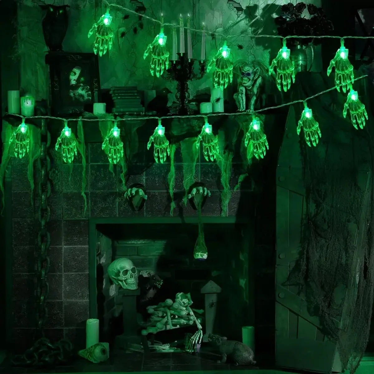 1 unidad de luces LED de manos fantasma, a pilas, multicolor, para decorar interiores y exteriores, patios y fiestas de Halloween