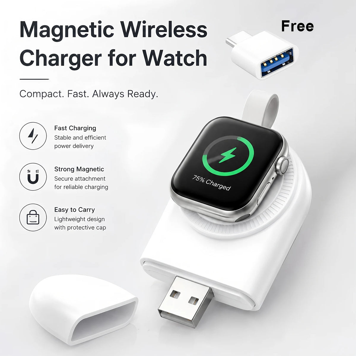 Fast Magnetic Wireless Charger For Apple Watch 9 8 7 6 5 4 3 SE Ultra IWatch Dock Adapter Chargers Portable PD Charging Station