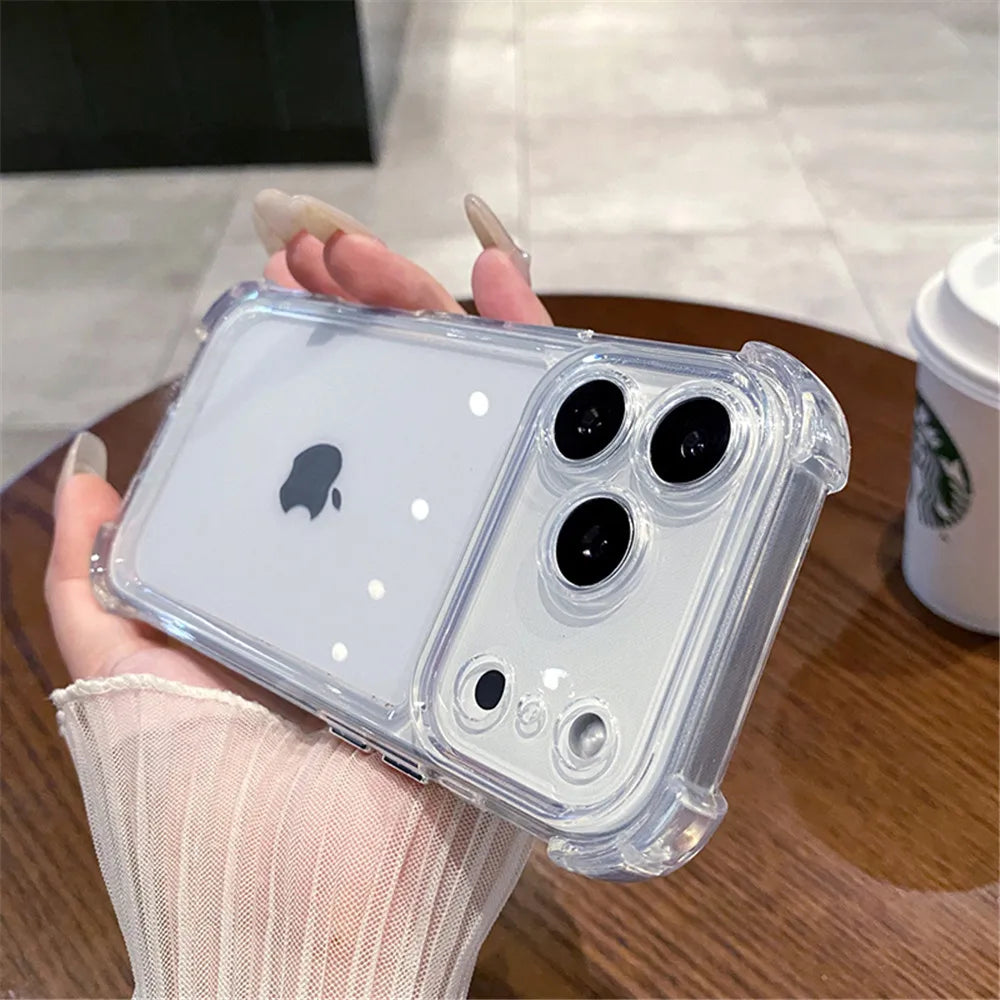 Shockproof Bumper Protector, HD Clear Acrylic Phone Case for iPhone 18/17/16/15/14/13/12/11 Pro Max, Transparent Back Cover Case