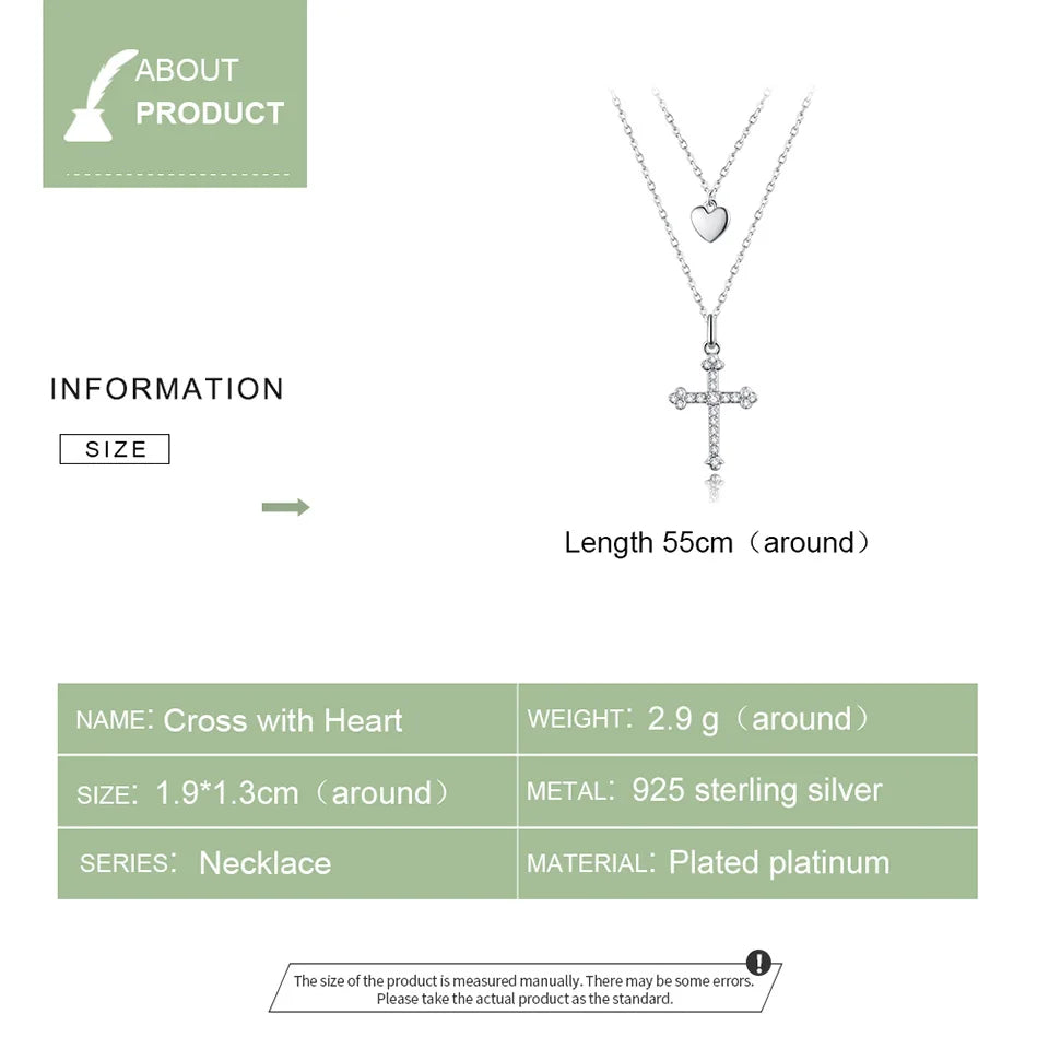 Collana con pendente a croce e cuore