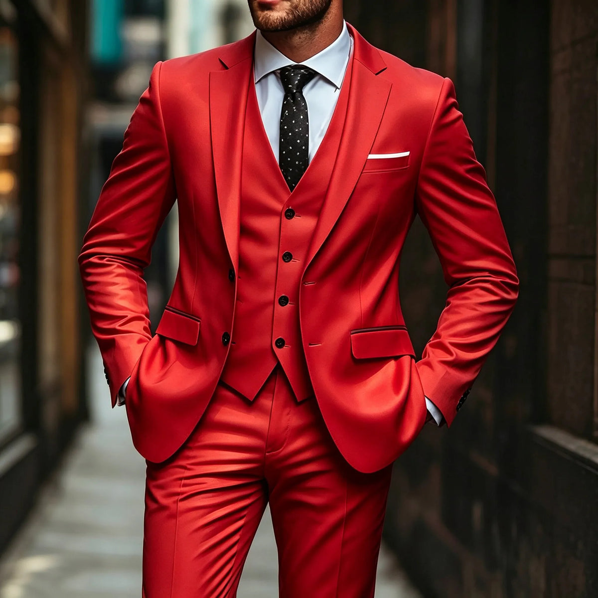 High-end Brand Formal Business Mens Suit Three-piece Groom Wedding Dress Solid Color Suit ( Jacket + Vest+Pants )