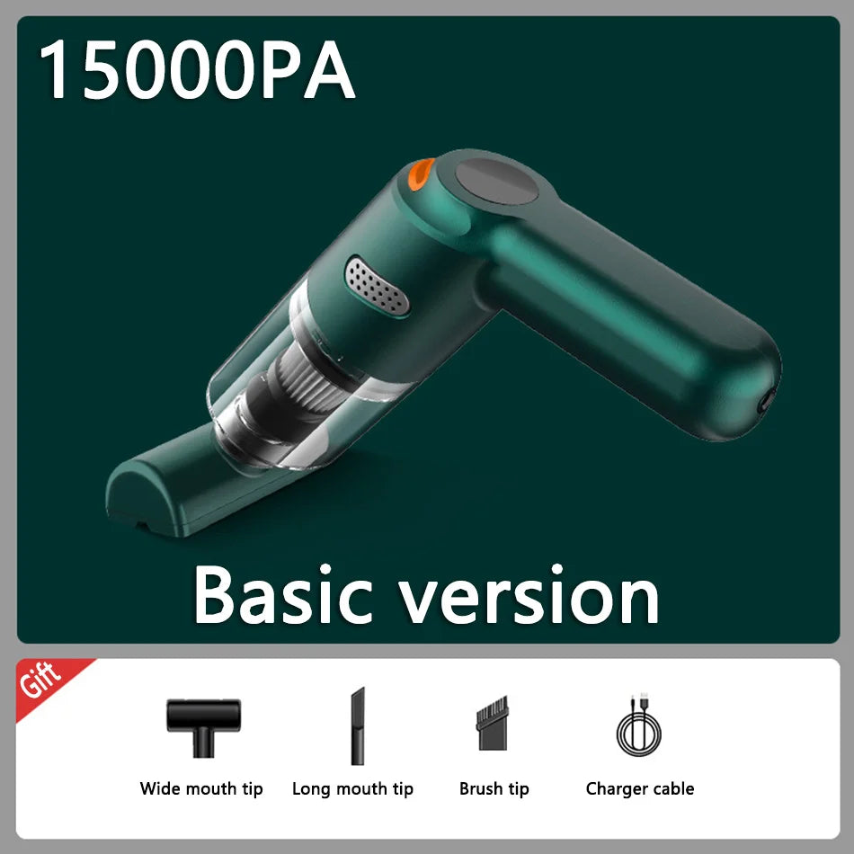 Wireless Mini Vacuum Cleaner 15000PA High Power 120W Cordless Handheld Dust Blower for Car, Home, and Pet Hair