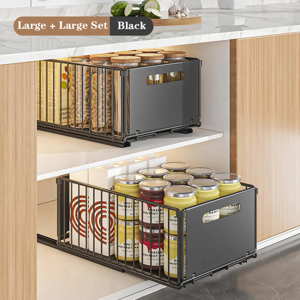 2pcs Kitchen Storage Rack Slide Drawer Storage Tray Seasoning Bottle Spice Storage Rack Pull Out Cabinet Drawers Organizer