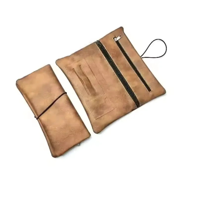 Rope-Style Folding Portable Storage Bag: Hand-Rolled Foreskin with PU Imitation Leather Surface, Multi-Functional Tobacco Bag