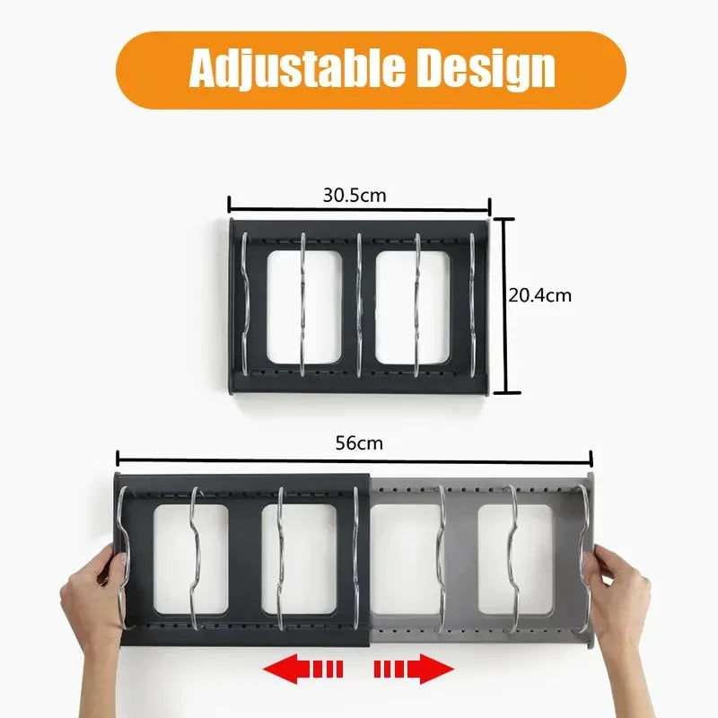 Étagère de rangement extensible en acier inoxydable, support pour placard de cuisine pour casseroles, couvercles, planches à découper, égouttoir et ustensiles de cuisine, organisateur