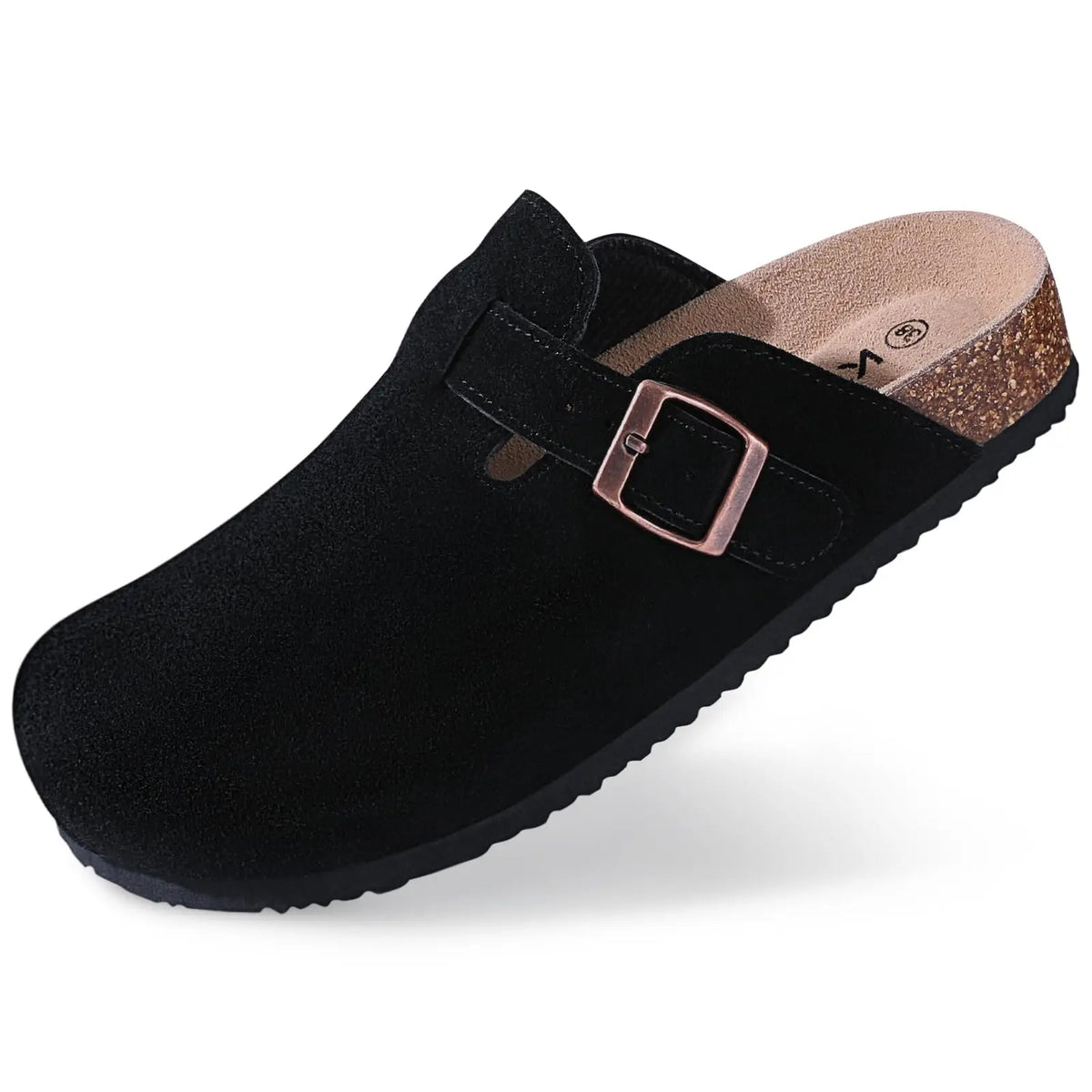 Asgard Women's Cork-Sole Clog Slippers, Fashionable Cow Suede Flat Mules with Adjustable Buckle, Men's Leather Potato Shoes, Beach Sandals