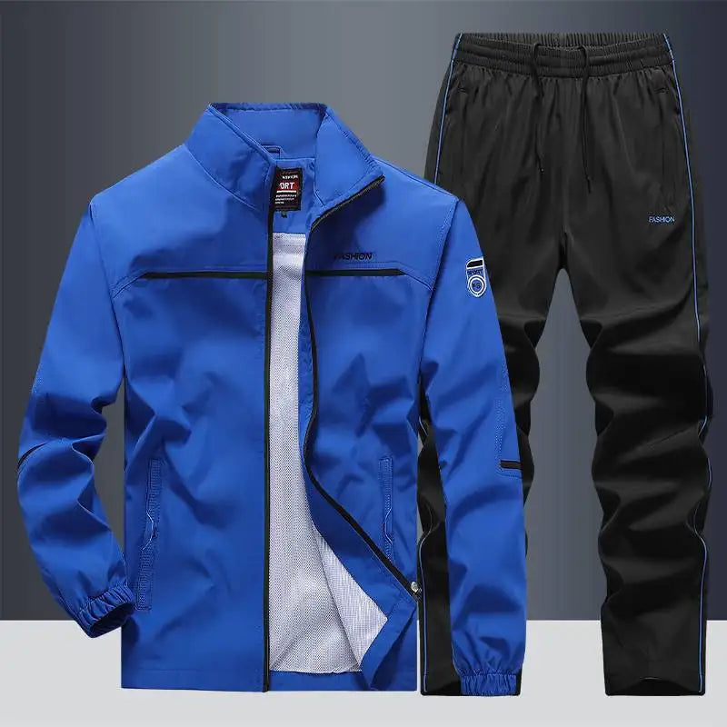 Completo sportivo uomo con giacca zip e pantaloni