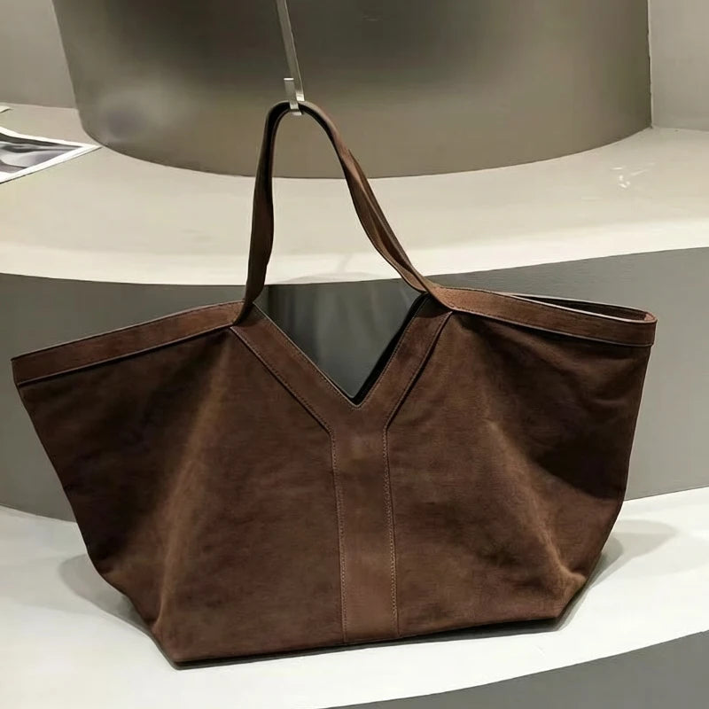 Oversized Faux Suede Tote Bags For Women Luxury Designer Handbags Purses 2026 New In Large Capacity With Inner Pocket Shoulder