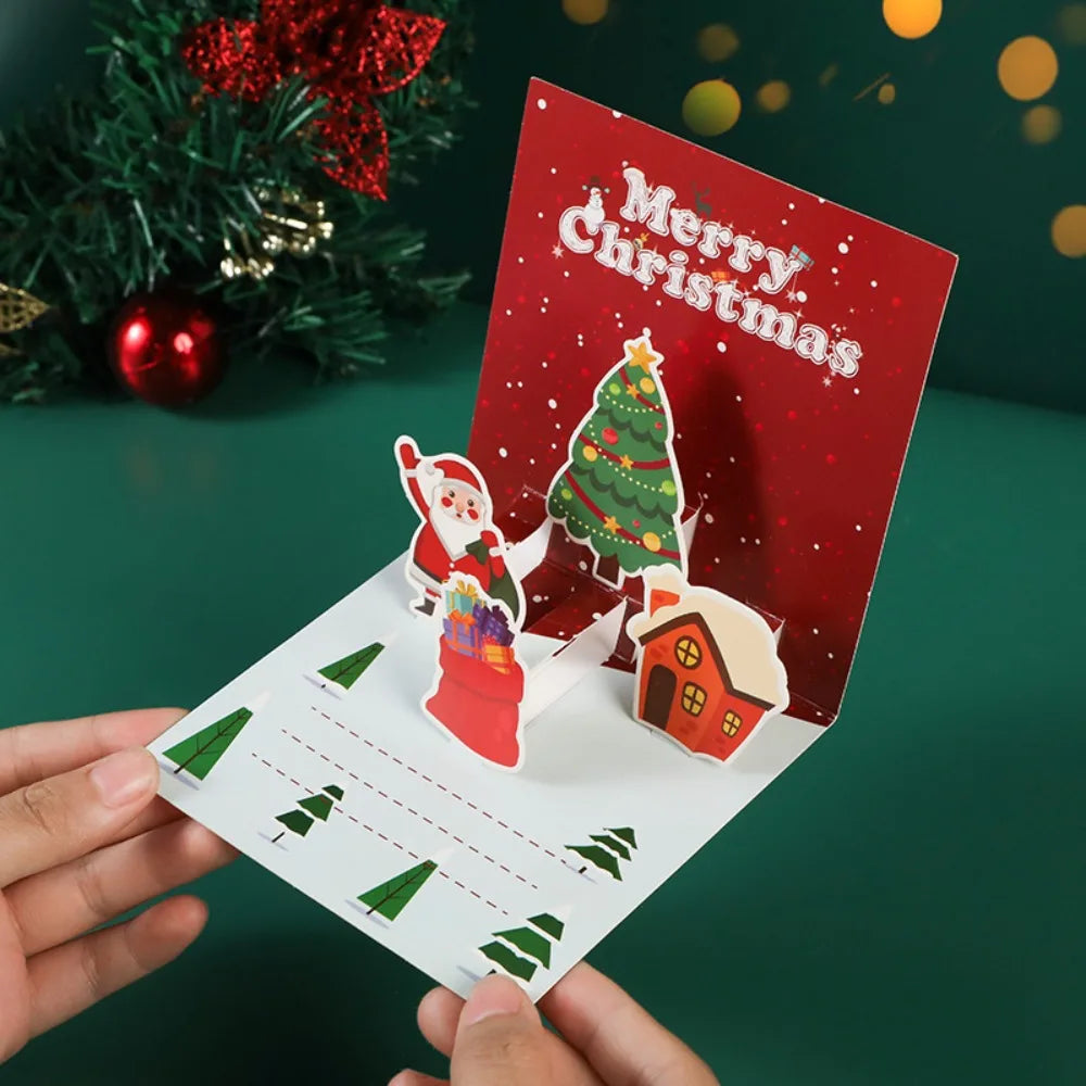 Carte de vœux de Noël, sapin, père Noël, bonhomme en pain d'épices, carte de bénédiction pour les fêtes avec enveloppe, carte 3D pop-up, cadeau pour le Nouvel An