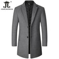 Male Woolen Coat Solid Color Slim Mid-Length Windbreaker Warm Wear-Resistant Men's Wool Coat Business Formal Wear Casual Jacket