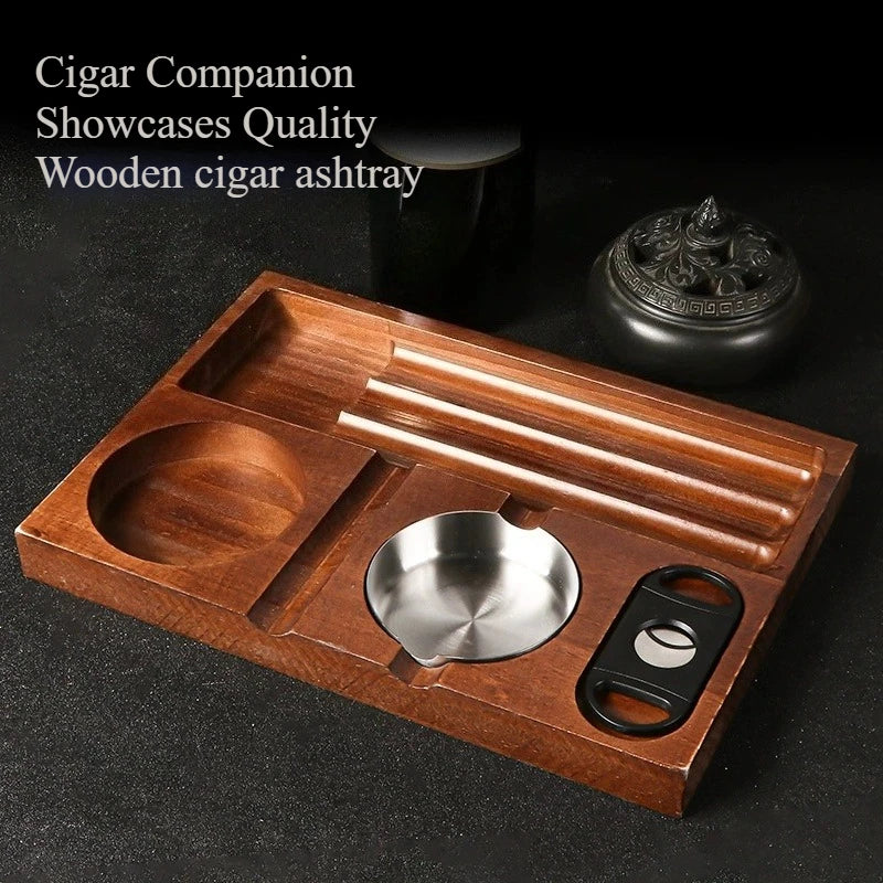 For Men: Father’s Day Gift, Wooden Cigar Holder Stand and Ashtray with Rest for the Patio, Home, or Office Decor