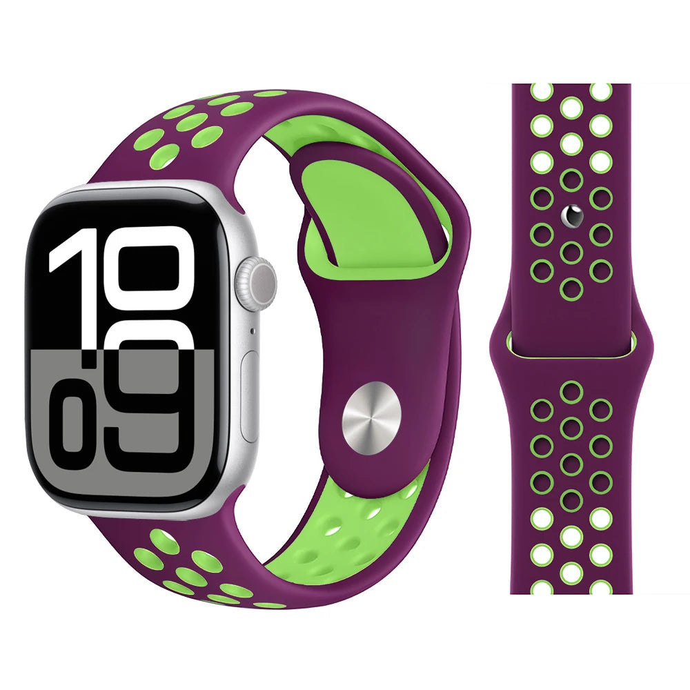 Silicone Strap For Apple Watch Bands 46mm 44mm 45mm 40mm 41mm 42mm Sport Correa Bracelet iWatch Series 12 11 10 9 SE 8 Ultra 4 3