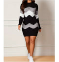 Mini abito in maglia da donna con collo alto