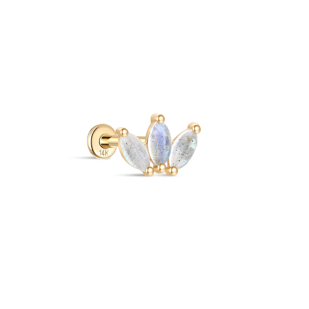 AIDE Real 14K Solid Gold Multiple Sizes Zircon Pendant Stud Earring Simple IND Piercing Ear Bone Ear Studs DIY Vintage Jewelry